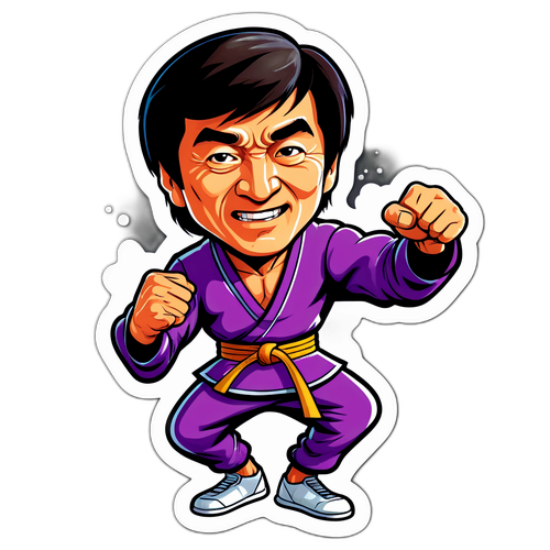 Versi Kartun Jackie Chan dalam Pose Seni Mempertahankan Diri