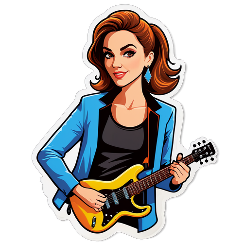 Sticker van een moderne muzikant met een trendy uitstraling