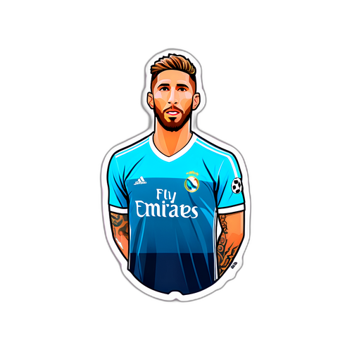 Sergio Ramos'un Liderliğini Sembolize Eden İkonik Futbol Saha Sticker'ı