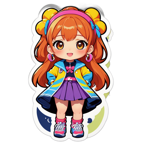かわいいファッションリーダーの千香和月ちゃんステッカー