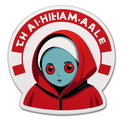 En rolig och energisk klistermärke relaterad till en fiktiv band från 'The Handmaid's Tale'