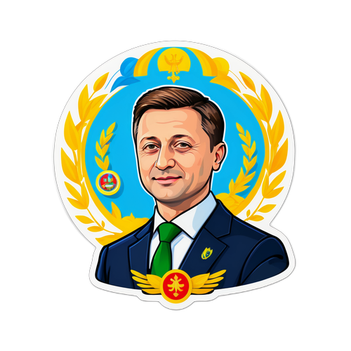 Значок Зеленского с символами лидерства и прогресса