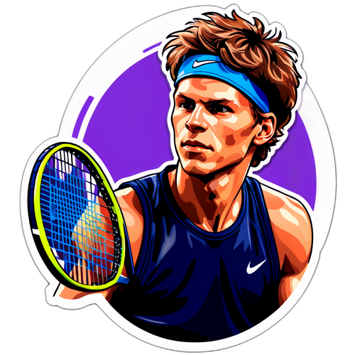 Portræt af Jannik Sinner med tennisracket