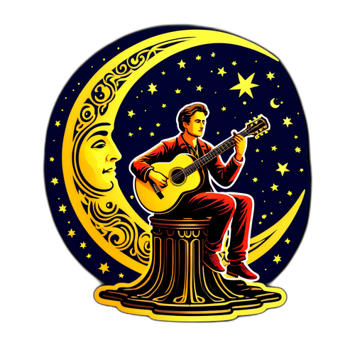 古典風格的月亮與吉他手
