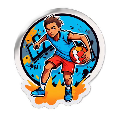 Стикер с граффити элементами, посвящённый культуре уличного футбола