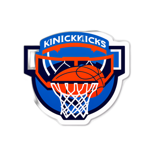 Diseño de sticker de una canasta de baloncesto con el logo de los Knicks y los Bulls