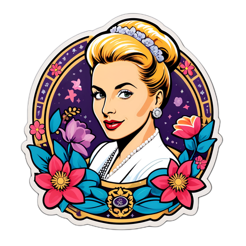 Nostalgischer Aufkleber: Eva Peron im Vintage-Stil