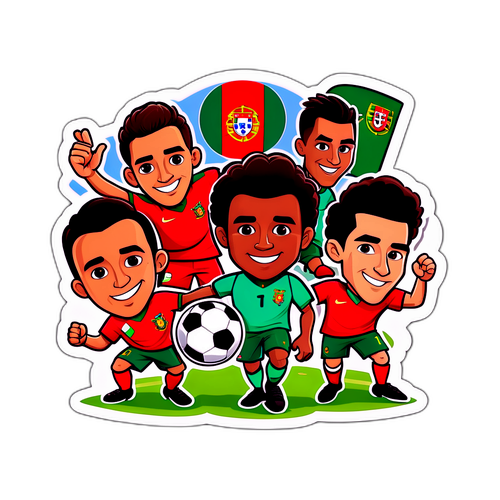 Stiker Konyol Pemain Portugal sebagai Karakter Kartun