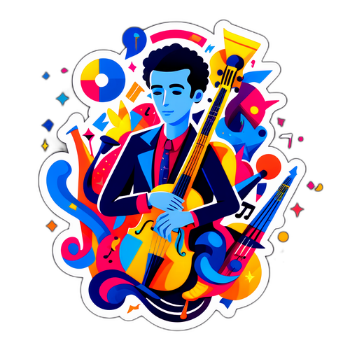 Artystyczna ilustracja Johna Portera z instrumentami muzycznymi