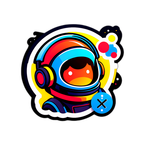 기술 혁신을 주제로 한 미래지향적인 스티커