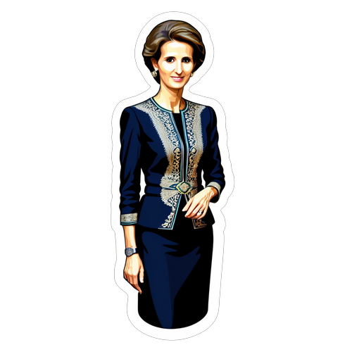 Sticker av Asma al-Assad med syriska mönster