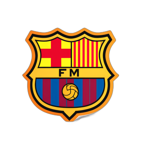 Hình dán logo Barcelona với màu sắc đặc trưng, nhấn mạnh "Đội bóng yêu thích của tôi!"
