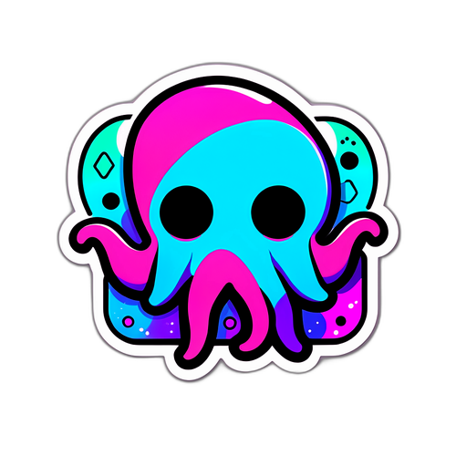 Stiker Cetak Bentuk Ikonik Permainan Squid Game dengan Warna Neon