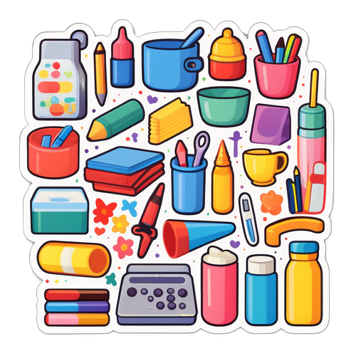 ダイソーの便利アイテムをテーマにしたステッカー