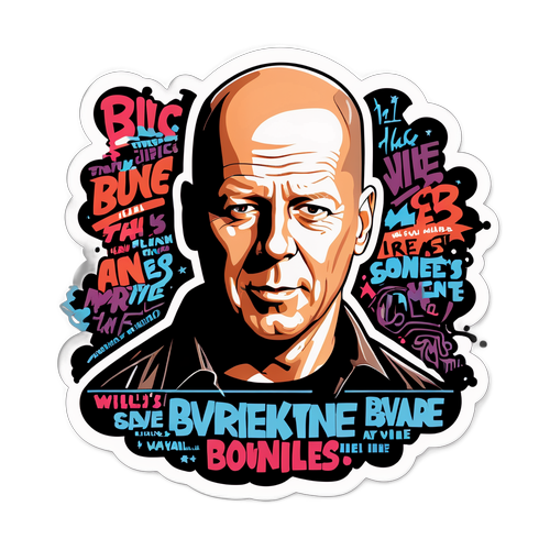 Taiteellinen kuvaus Bruce Willisin elokuvakciteistä graffiti-tyylissä