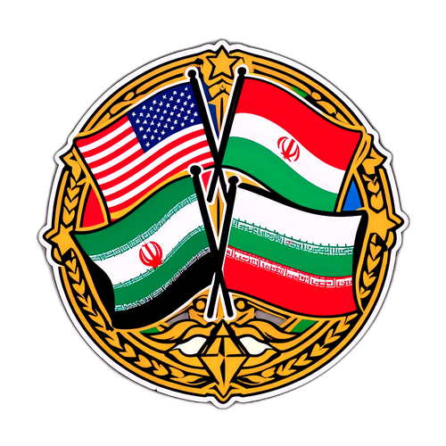 Design eines Stickers mit USA- und Iran-Flaggen