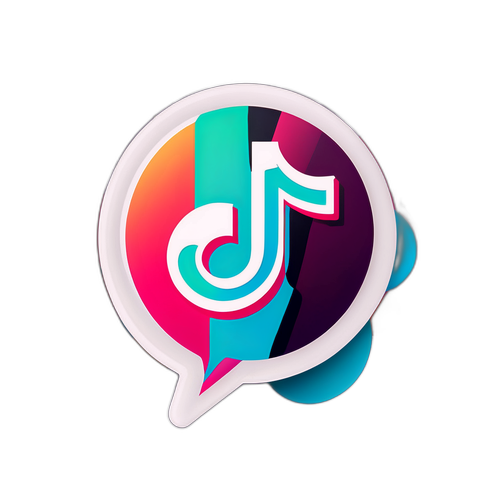 Sticker cu logo-ul TikTok pe un fundal colorat