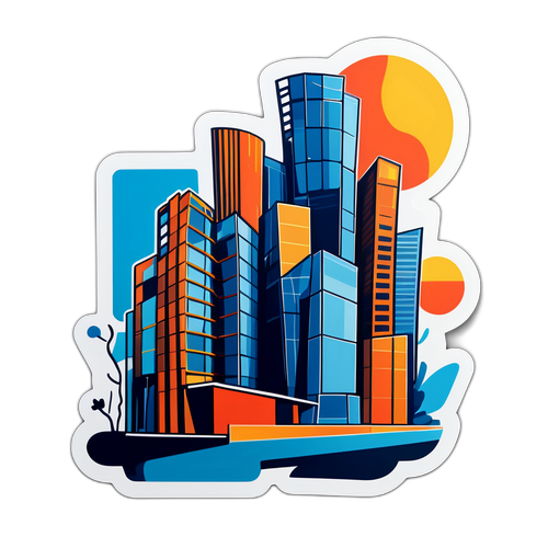 Kunstnerisk klistermærke af Frank Gehrys arkitektoniske design