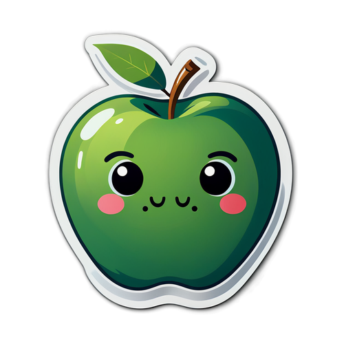 かわいいリンゴキャラクターのステッカー