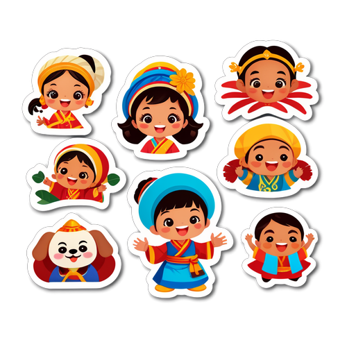 Stiker Ceria Karakter Tradisional Lagu Anak-anak