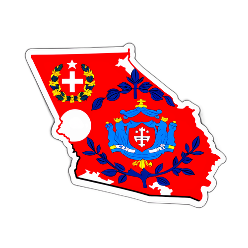 Georgia térkép kontúrja zászlószínekkel