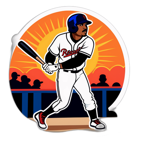 Cartoonish Baseball Star Swinging Bat