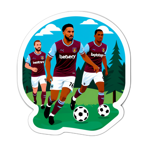 Дизайн наклейки с постерами игроков Вест Хэма и лесами
