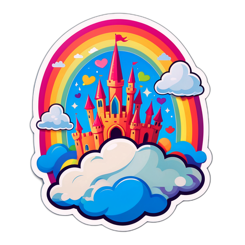 Whimsical Floating Castle Sticker