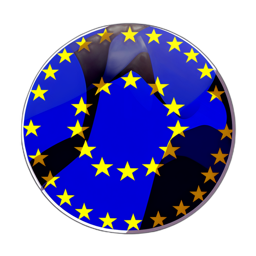 Künstlerisches Aufkleberdesign mit EU-Flagge