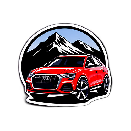 Stylisierter Audi Q3 auf einer Bergstraße