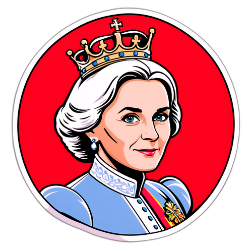 Stijlvolle sticker van Prinses Astrid van België met een kroon
