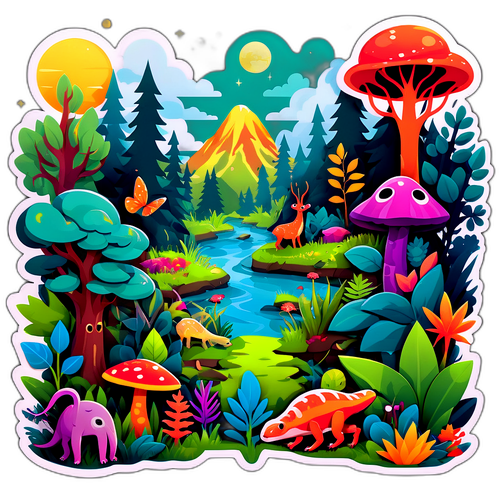 환상적인 숲 풍경 스티커