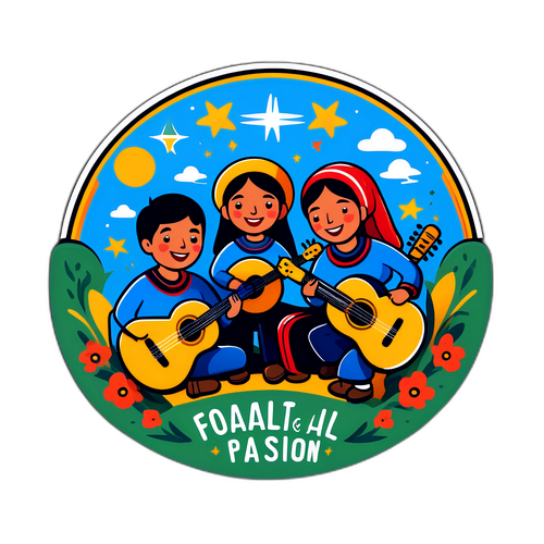 Diseño de una pegatina inspirada en el canto folclórico argentino