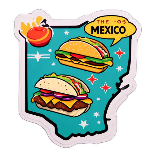 Adesivo retro con mappa USA e Messico