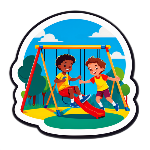 Ilustração das Crianças Brincando no Playground
