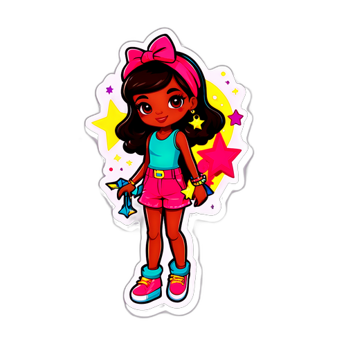 Autocollant Juju avec accessoires de mode, défilant comme une star