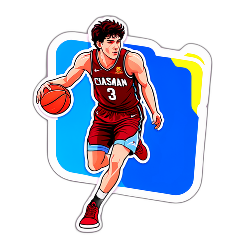 Sportig klistermärke av Cedi Osman med basketboll
