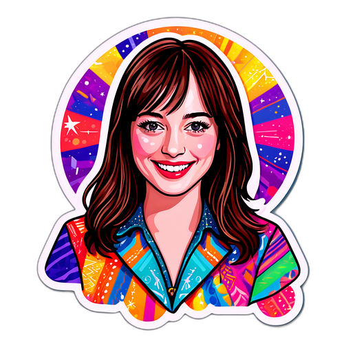 Dakota Johnson Vidám Stílusú Rajz