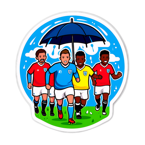 Stiker Bola Sepak Inggeris Dalam Hujan