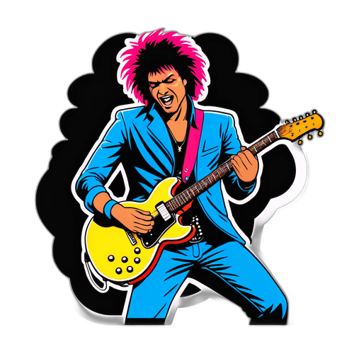 สติกเกอร์ร็อคสตาร์ที่แสดงความพลัง