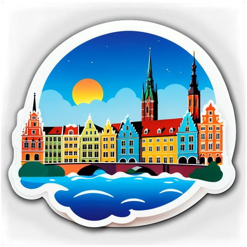 Adesivo delle colorate costruzioni di Wroclaw