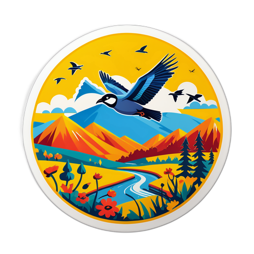 Дизайн з птахами над краєвидом Житомира