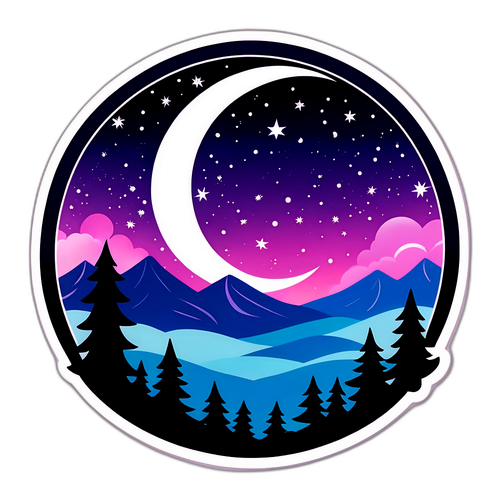 Paysage nocturne avec une nouvelle lune brillante