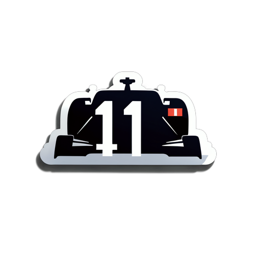 Een eenvoudige maar opvallende sticker van een F1-raceauto met het nummer 1 erop