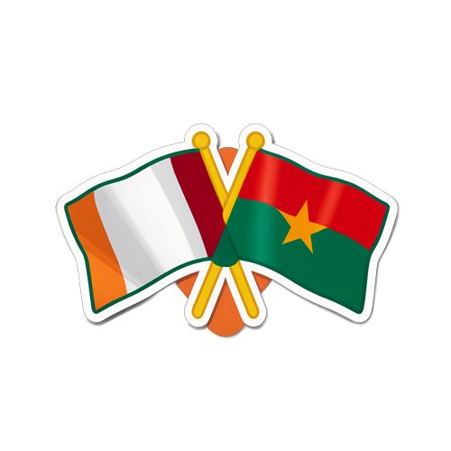 Дизайн наклейки с флагами Кот-д'Ивуар и Burkina Faso, объединёнными в единую концепцию братства