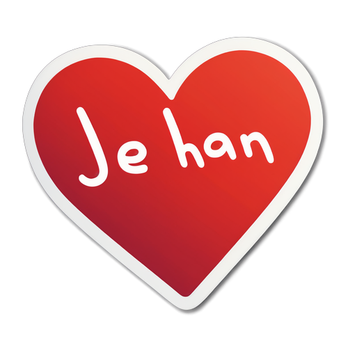 Heart-Shaped Sticker with "Jehan"