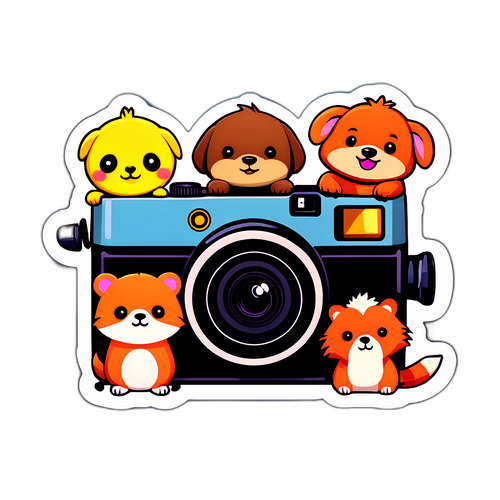 प्यारे जानवरों का कैमरा स्टिकर