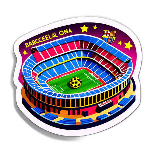 Stiker Stadion Sepak Bola dengan Suporter Barcelona vs Chelsea