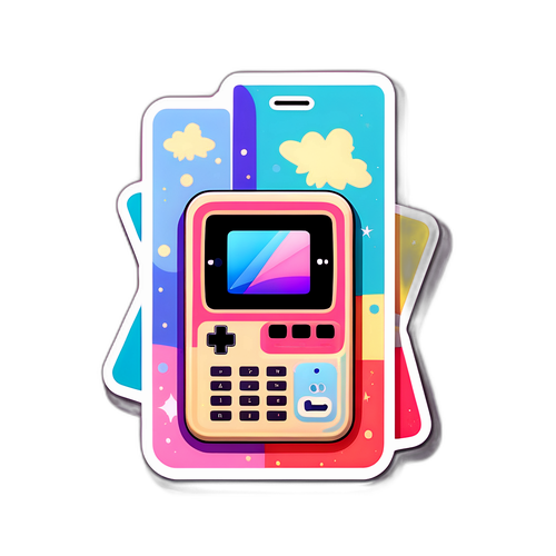 Retroowy sticker z najnowszym modelem iPhone'a