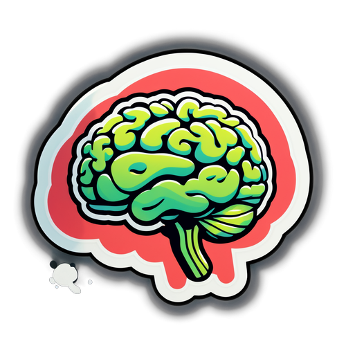 Sticker cu creier stilizat - Concept de "brain rot"